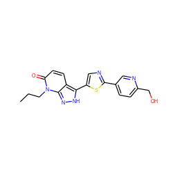 CCCn1c(=O)ccc2c(-c3cnc(-c4ccc(CO)nc4)s3)[nH]nc21 ZINC000653819712