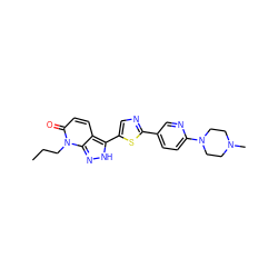 CCCn1c(=O)ccc2c(-c3cnc(-c4ccc(N5CCN(C)CC5)nc4)s3)[nH]nc21 ZINC000653819606