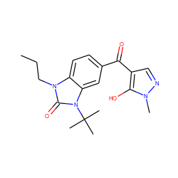 CCCn1c(=O)n(C(C)(C)C)c2cc(C(=O)c3cnn(C)c3O)ccc21 ZINC000299861710