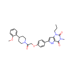 CCCn1c(=O)n(C)c(=O)c2[nH]c(-c3ccc(OCC(=O)N4CCC(c5ccccc5OC)CC4)cc3)cc21 ZINC000029058110