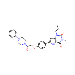 CCCn1c(=O)n(C)c(=O)c2[nH]c(-c3ccc(OCC(=O)N4CCN(c5ccccc5)CC4)cc3)cc21 ZINC000029058382