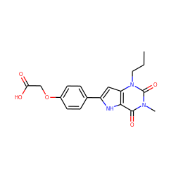 CCCn1c(=O)n(C)c(=O)c2[nH]c(-c3ccc(OCC(=O)O)cc3)cc21 ZINC000013678968