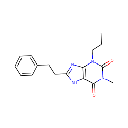 CCCn1c(=O)n(C)c(=O)c2[nH]c(CCc3ccccc3)nc21 ZINC000013821387