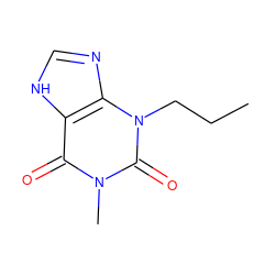 CCCn1c(=O)n(C)c(=O)c2[nH]cnc21 ZINC000004770328