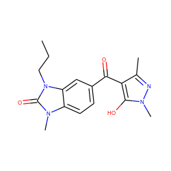 CCCn1c(=O)n(C)c2ccc(C(=O)c3c(C)nn(C)c3O)cc21 ZINC000299870282