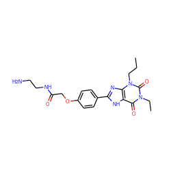 CCCn1c(=O)n(CC)c(=O)c2[nH]c(-c3ccc(OCC(=O)NCCN)cc3)nc21 ZINC001772651789