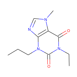 CCCn1c(=O)n(CC)c(=O)c2c1ncn2C ZINC000000014163