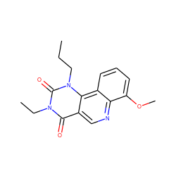 CCCn1c(=O)n(CC)c(=O)c2cnc3c(OC)cccc3c21 ZINC000117800264