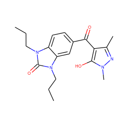 CCCn1c(=O)n(CCC)c2cc(C(=O)c3c(C)nn(C)c3O)ccc21 ZINC000299864569