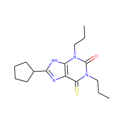 CCCn1c(=S)c2nc(C3CCCC3)[nH]c2n(CCC)c1=O ZINC000100671912