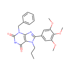 CCCn1c(-c2cc(OC)c(OC)c(OC)c2)nc2c1c(=O)[nH]c(=O)n2Cc1ccccc1 ZINC000013138752