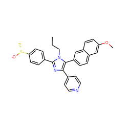 CCCn1c(-c2ccc([S@@+](C)[O-])cc2)nc(-c2ccncc2)c1-c1ccc2cc(OC)ccc2c1 ZINC000028823983