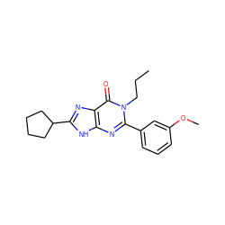 CCCn1c(-c2cccc(OC)c2)nc2[nH]c(C3CCCC3)nc2c1=O ZINC001772631799