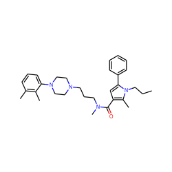 CCCn1c(-c2ccccc2)cc(C(=O)N(C)CCCN2CCN(c3cccc(C)c3C)CC2)c1C ZINC000058631793