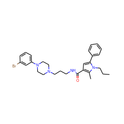 CCCn1c(-c2ccccc2)cc(C(=O)NCCCN2CCN(c3cccc(Br)c3)CC2)c1C ZINC000058538241