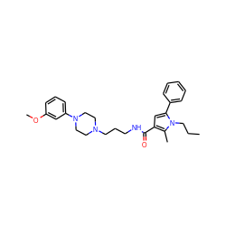 CCCn1c(-c2ccccc2)cc(C(=O)NCCCN2CCN(c3cccc(OC)c3)CC2)c1C ZINC000058541157