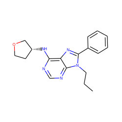 CCCn1c(-c2ccccc2)nc2c(N[C@@H]3CCOC3)ncnc21 ZINC000038237584