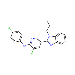 CCCn1c(-c2cnc(Nc3ccc(Cl)cc3)c(Cl)c2)nc2ccccc21 ZINC000066075454