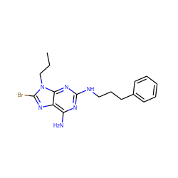 CCCn1c(Br)nc2c(N)nc(NCCCc3ccccc3)nc21 ZINC000147643357