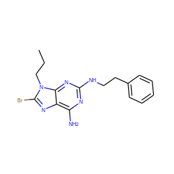 CCCn1c(Br)nc2c(N)nc(NCCc3ccccc3)nc21 ZINC000147614100