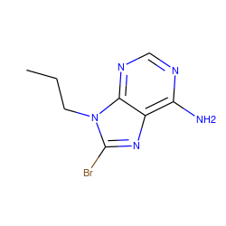 CCCn1c(Br)nc2c(N)ncnc21 ZINC000036476402