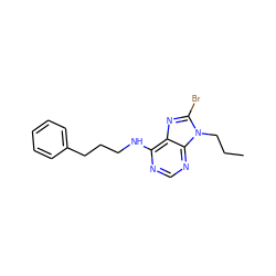 CCCn1c(Br)nc2c(NCCCc3ccccc3)ncnc21 ZINC000653812620