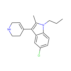 CCCn1c(C)c(C2=CCNCC2)c2cc(Cl)ccc21 ZINC000096905423