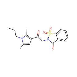 CCCn1c(C)cc(C(=O)CN2C(=O)c3ccccc3S2(=O)=O)c1C ZINC000004958938