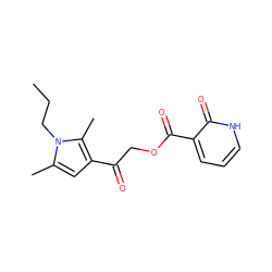 CCCn1c(C)cc(C(=O)COC(=O)c2ccc[nH]c2=O)c1C ZINC000008694102