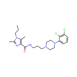 CCCn1c(C)nc(C(=O)NCCCN2CCN(c3cccc(Cl)c3Cl)CC2)c1C ZINC000072104859