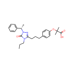 CCCn1c(CCCc2ccc(OC(C)(C)C(=O)O)cc2)nn([C@@H](C)c2ccccc2)c1=O ZINC000027562637