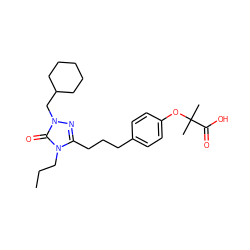 CCCn1c(CCCc2ccc(OC(C)(C)C(=O)O)cc2)nn(CC2CCCCC2)c1=O ZINC000012358350