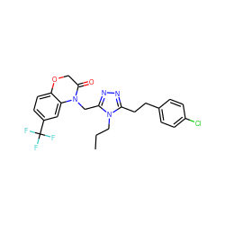 CCCn1c(CCc2ccc(Cl)cc2)nnc1CN1C(=O)COc2ccc(C(F)(F)F)cc21 ZINC000071315875