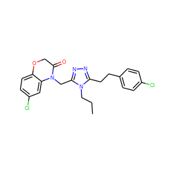 CCCn1c(CCc2ccc(Cl)cc2)nnc1CN1C(=O)COc2ccc(Cl)cc21 ZINC000071317338