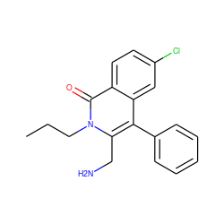 CCCn1c(CN)c(-c2ccccc2)c2cc(Cl)ccc2c1=O ZINC000072106824