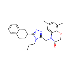 CCCn1c(CN2C(=O)COc3c(C)cc(C)cc32)nnc1[C@@H]1CCc2ccccc2C1 ZINC000071340945