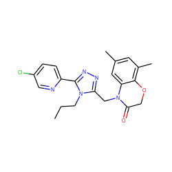 CCCn1c(CN2C(=O)COc3c(C)cc(C)cc32)nnc1-c1ccc(Cl)cn1 ZINC000071331816