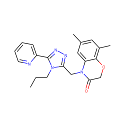 CCCn1c(CN2C(=O)COc3c(C)cc(C)cc32)nnc1-c1ccccn1 ZINC000071341421