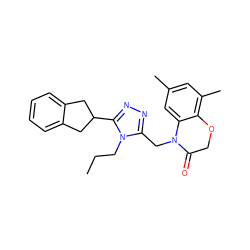 CCCn1c(CN2C(=O)COc3c(C)cc(C)cc32)nnc1C1Cc2ccccc2C1 ZINC000071410596