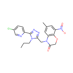 CCCn1c(CN2C(=O)COc3c2cc(C)cc3[N+](=O)[O-])nnc1-c1ccc(Cl)cn1 ZINC000071331365