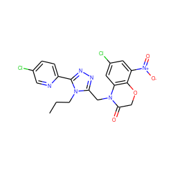 CCCn1c(CN2C(=O)COc3c2cc(Cl)cc3[N+](=O)[O-])nnc1-c1ccc(Cl)cn1 ZINC000071341605