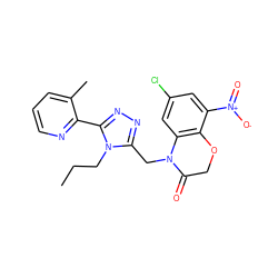 CCCn1c(CN2C(=O)COc3c2cc(Cl)cc3[N+](=O)[O-])nnc1-c1ncccc1C ZINC000071331996