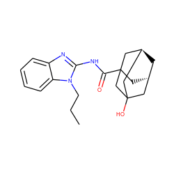 CCCn1c(NC(=O)C23C[C@H]4C[C@@H](CC(O)(C4)C2)C3)nc2ccccc21 ZINC000100492531