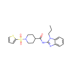 CCCn1c(NC(=O)C2CCN(S(=O)(=O)c3cccs3)CC2)nc2ccccc21 ZINC000006467666