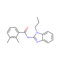 CCCn1c(NC(=O)c2cccc(C)c2C)nc2ccccc21 ZINC000013140340