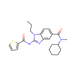 CCCn1c(NC(=O)c2cccs2)nc2cc(C(=O)N(C)C3CCCCC3)ccc21 ZINC000028822776