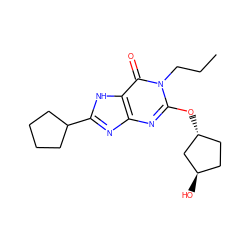 CCCn1c(O[C@@H]2CC[C@@H](O)C2)nc2nc(C3CCCC3)[nH]c2c1=O ZINC000117405582