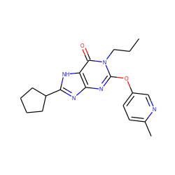 CCCn1c(Oc2ccc(C)nc2)nc2nc(C3CCCC3)[nH]c2c1=O ZINC000198734492