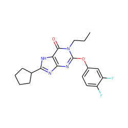 CCCn1c(Oc2ccc(F)c(F)c2)nc2nc(C3CCCC3)[nH]c2c1=O ZINC000117378130