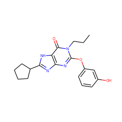 CCCn1c(Oc2cccc(O)c2)nc2nc(C3CCCC3)[nH]c2c1=O ZINC000198743889